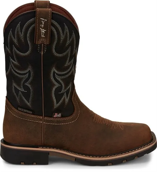 JUSTIN MEN'S GEORGE STRAIT FIREMAN TAN SQUARE TOE COWBOY BOOTS - GR9062