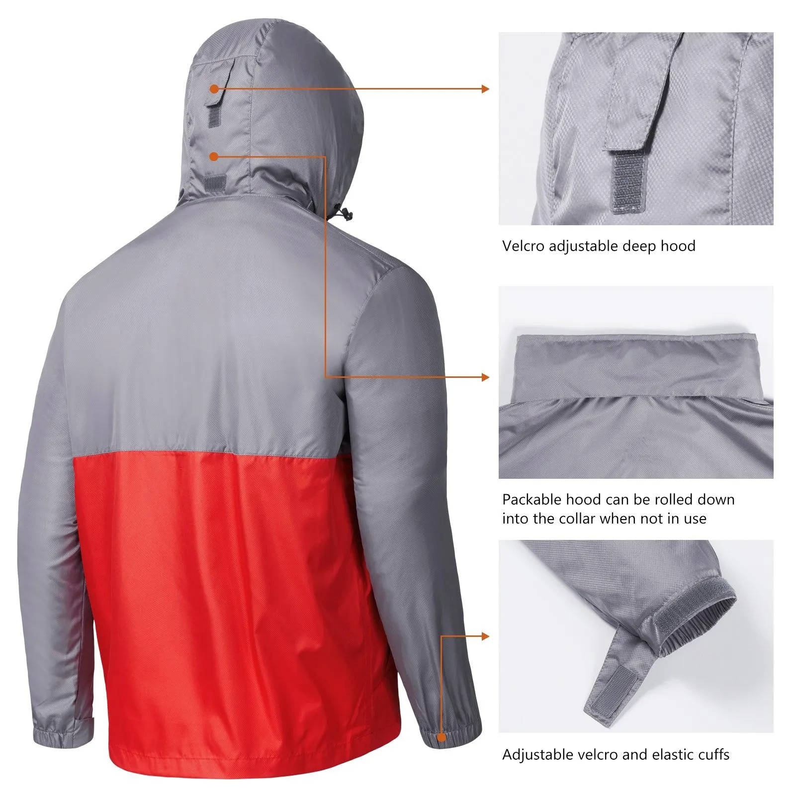 Lightbare Men's Water Resistant Ripstop Rain Coat LB02M