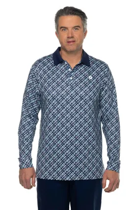 Men's Erodym Long Sleeve Golf Polo  |  Navy Gulf Stream Stripe