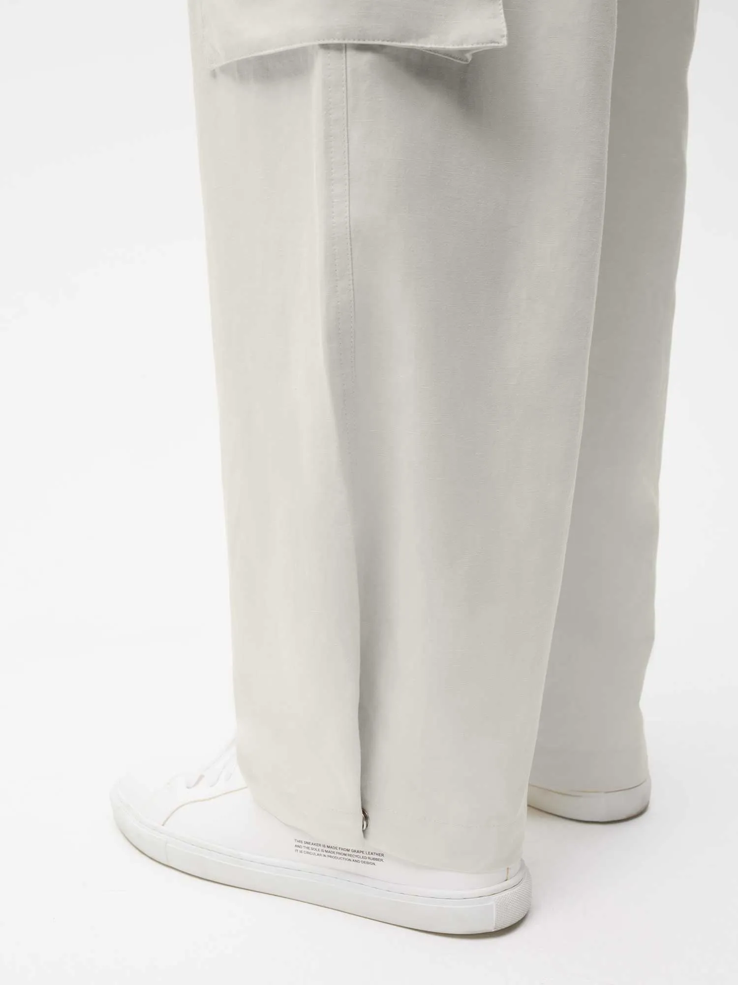 Mens Organic Cotton Linen Cargo Pants—limestone