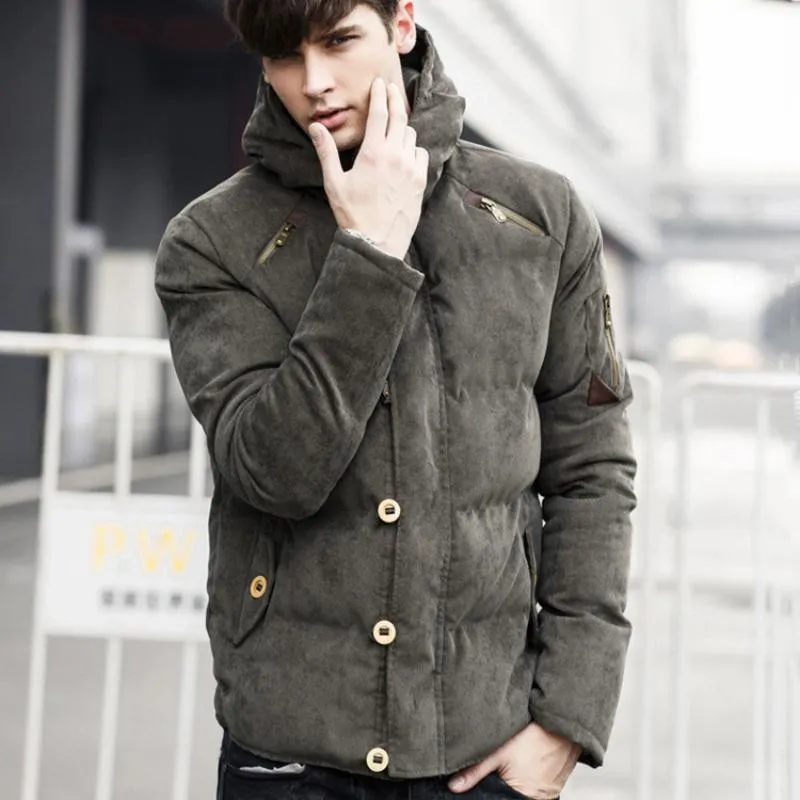 Men's Winter Windproof Thick Hooded Jacket