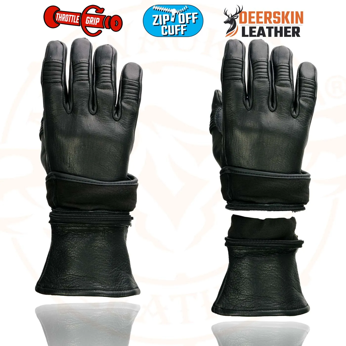 Milwaukee Leather SH870 Women's Black Deerskin Leather Gauntlet Gloves