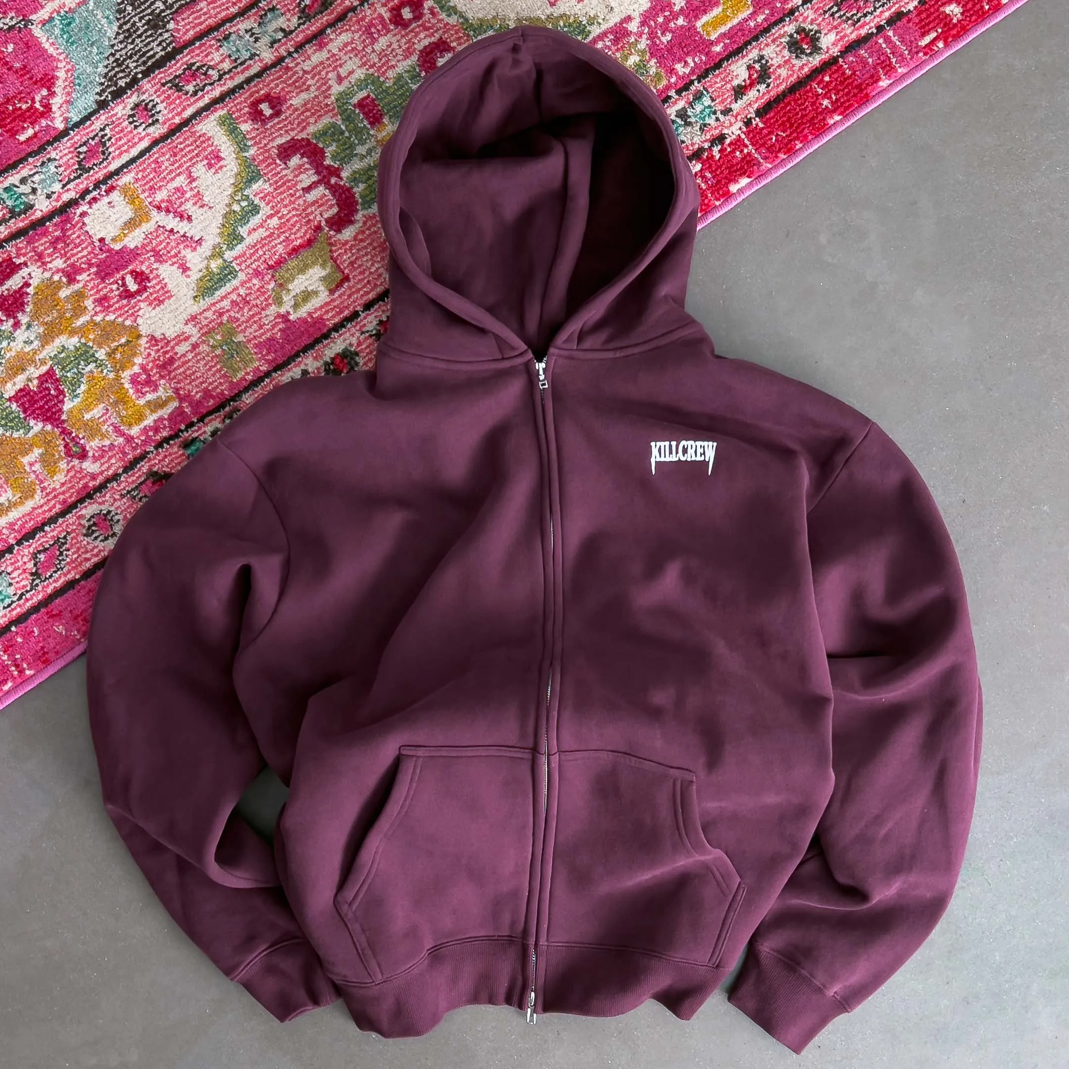 OVERSIZED LUX "SIMPLE" ZIP UP - BURGUNDY