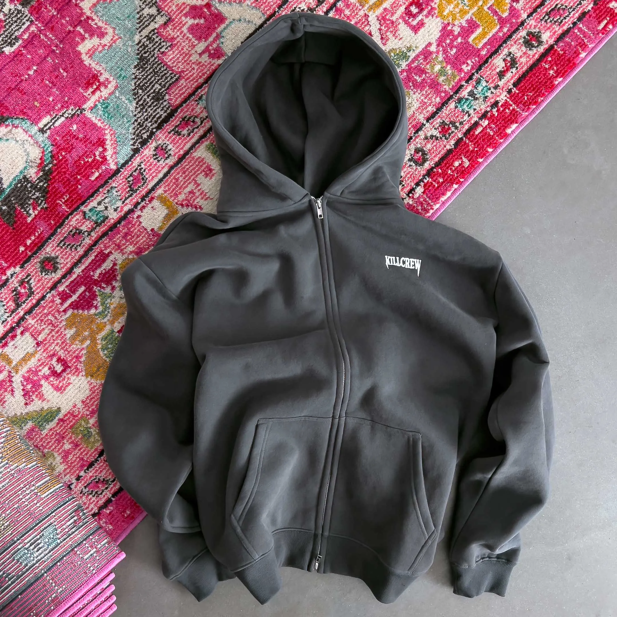 OVERSIZED LUX "SIMPLE" ZIP UP - GUNMETAL