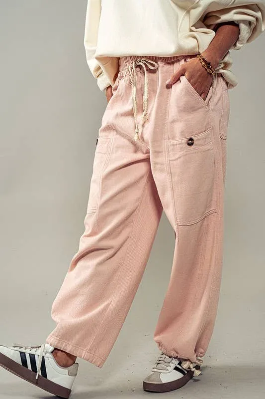 Pink Adjustable Cargo Pants