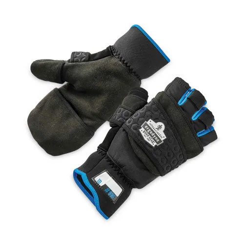 Proflex 816 Thermal Flip-top Gloves, Black, Large, Pair