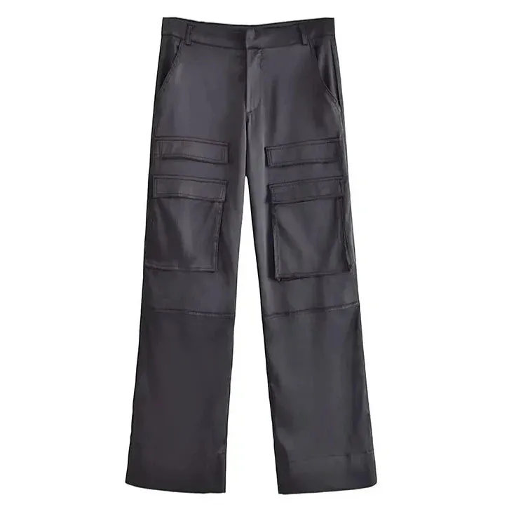 Satin Cargo Pants