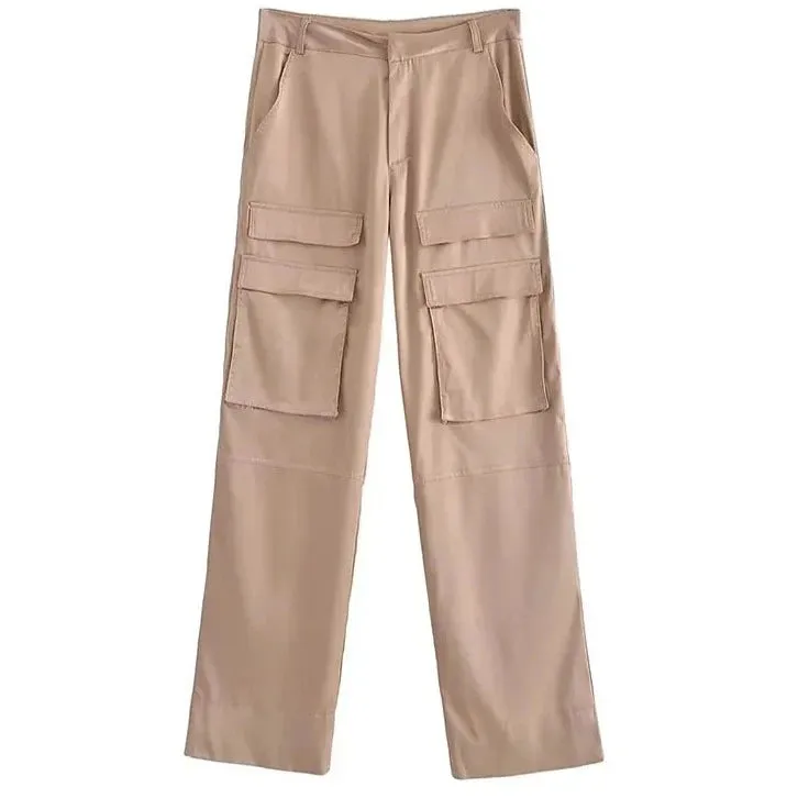 Satin Cargo Pants