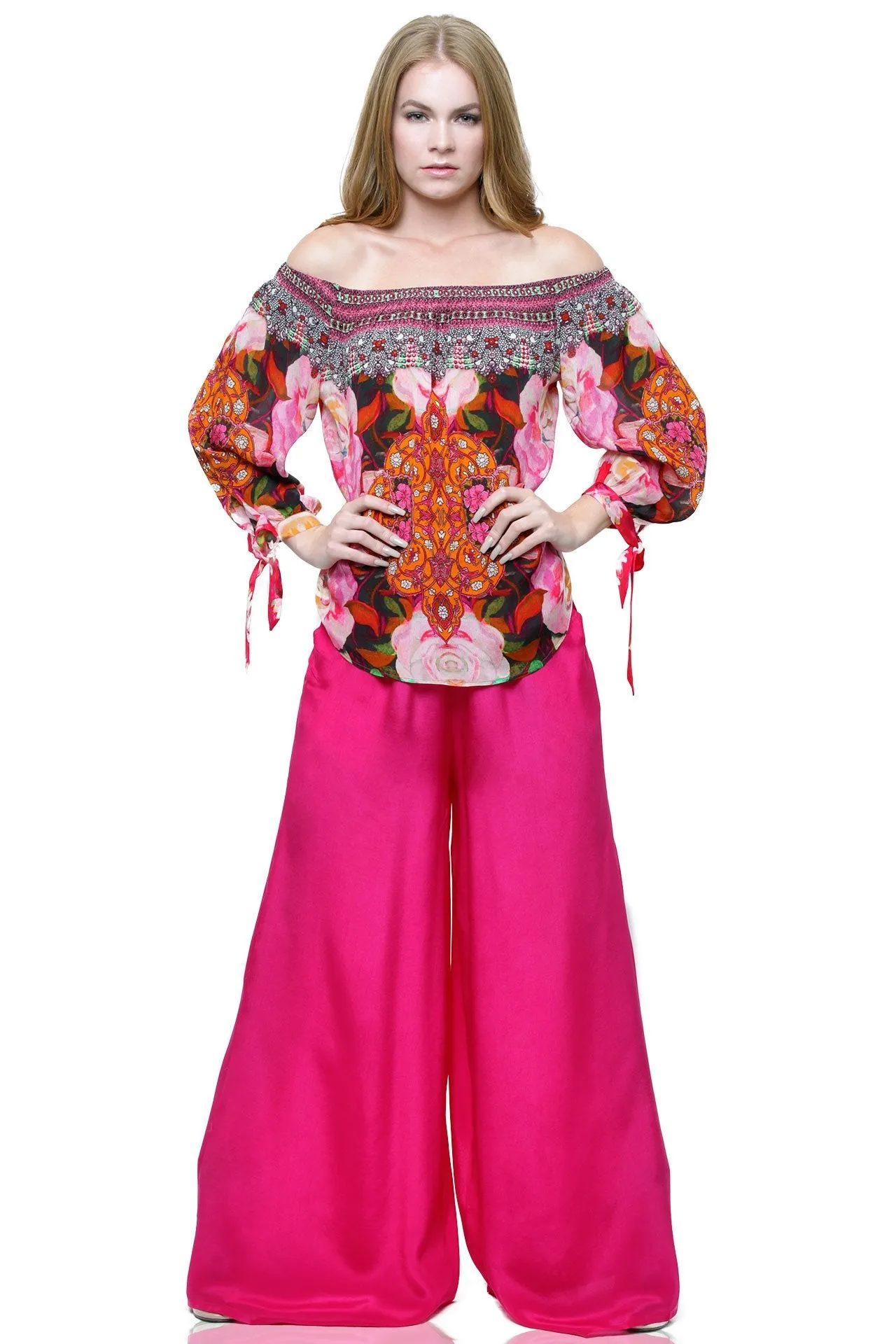 Wide Leg Solid Pink Palazzo Pants