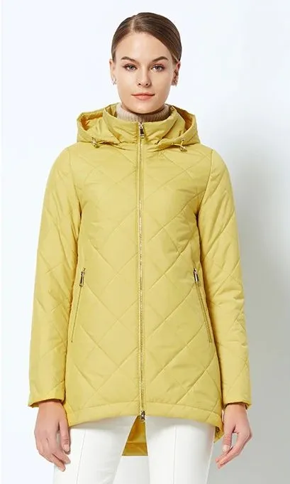 Women's Spring Windproof Hooded Thin Cotton-Padded Jacket