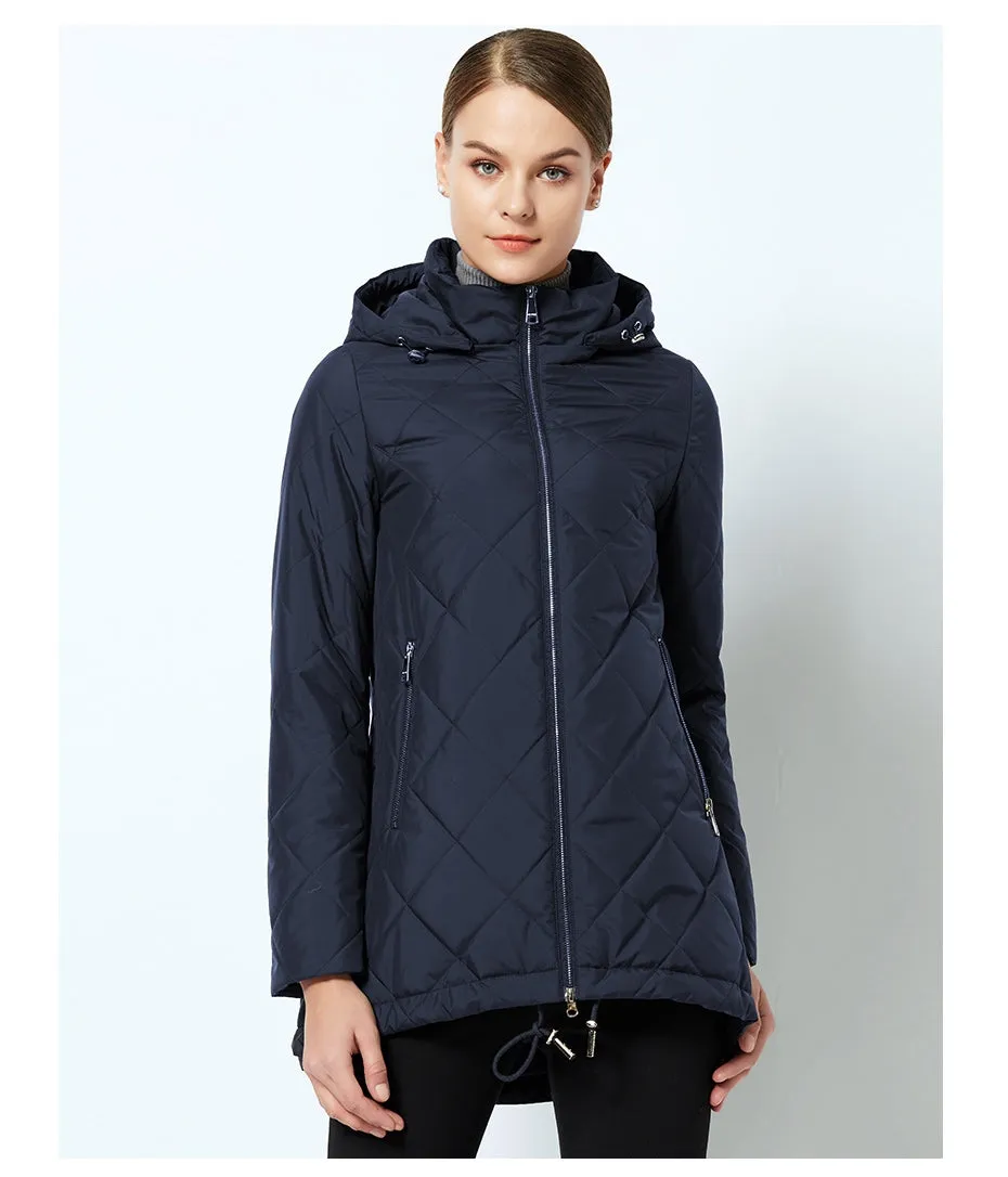 Women's Spring Windproof Hooded Thin Cotton-Padded Jacket