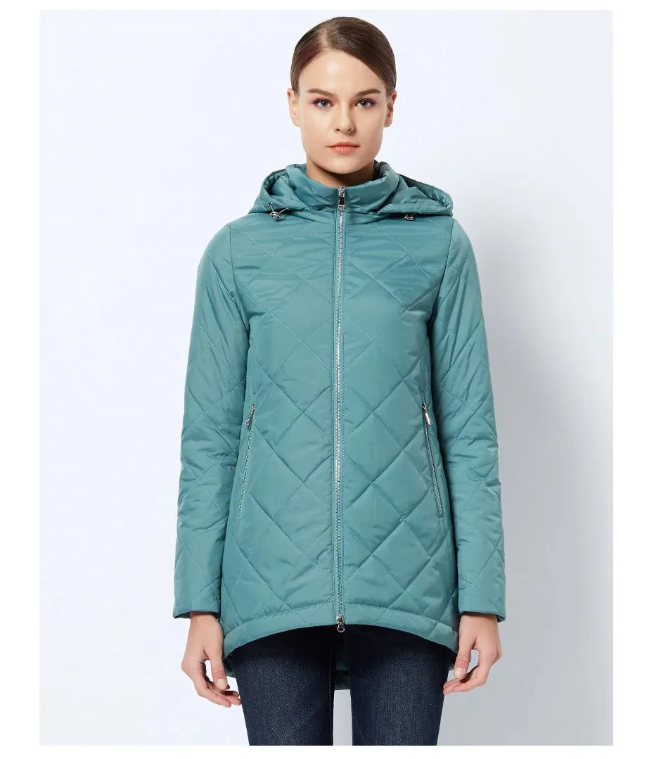 Women's Spring Windproof Hooded Thin Cotton-Padded Jacket