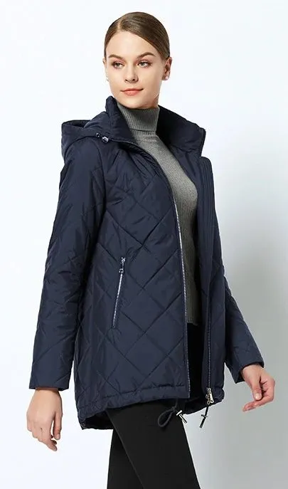 Women's Spring Windproof Hooded Thin Cotton-Padded Jacket