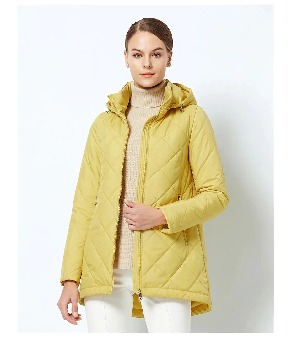 Women's Spring Windproof Hooded Thin Cotton-Padded Jacket