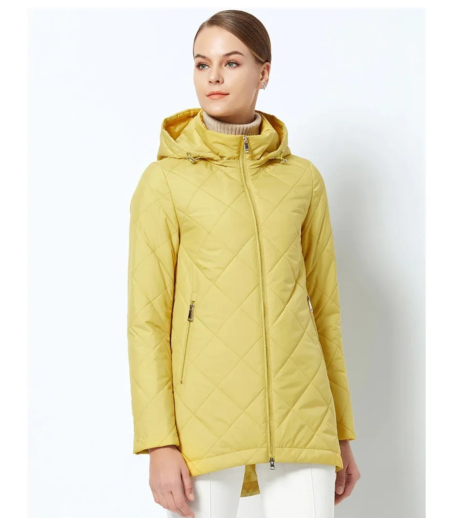 Women's Spring Windproof Hooded Thin Cotton-Padded Jacket