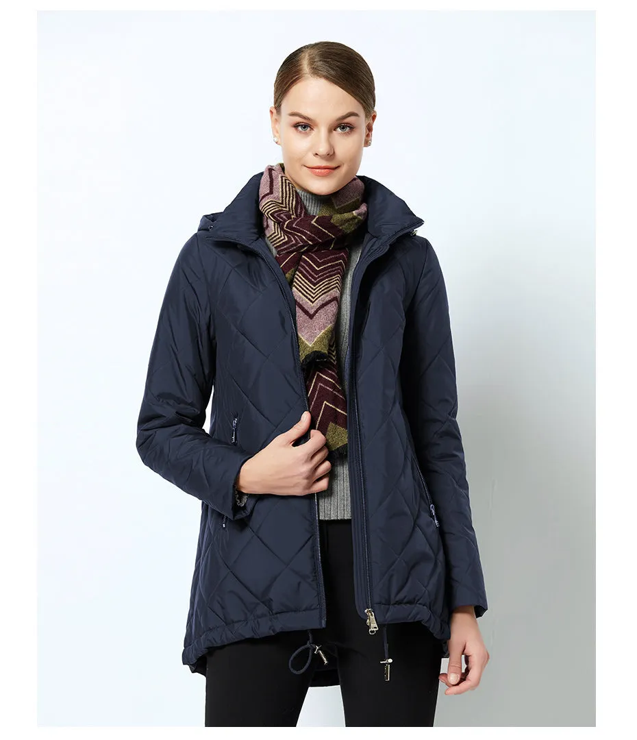 Women's Spring Windproof Hooded Thin Cotton-Padded Jacket